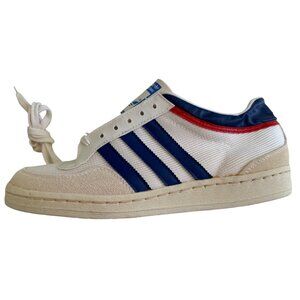 Adidas Vintage 80s Mens Sneakers Size 9 White/Red/Blue Leather & Canvas